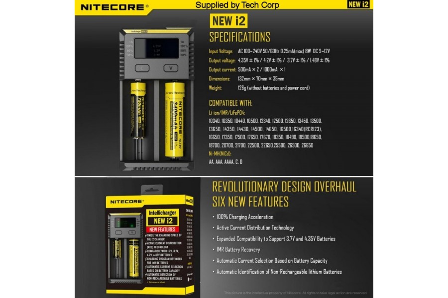 Nitecore New i2 Li-ion 18650 Pil Şarj Cihazı